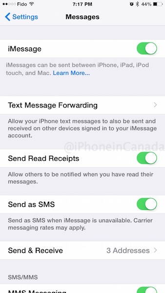 where is the code for text message forwarding on mac